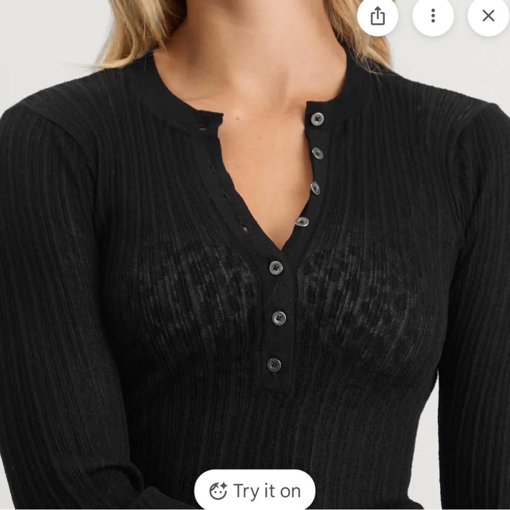 SKIMS SHEER KNIT
LONG SLEEVE HENLEY Long sleeve top ONYX Medium - Picture 11 of 16